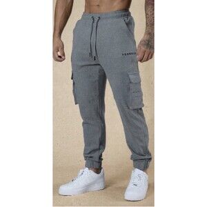 YoungLA Perfect Cargo Joggers Mens Large Gray Cargo Sweatpants Drawstring Pocket
